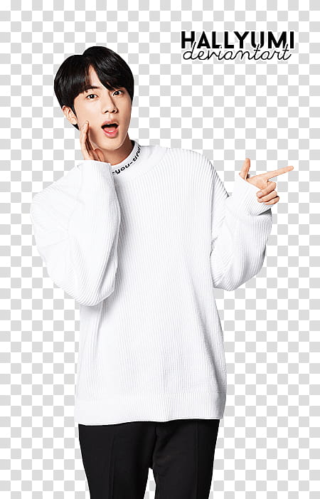 BTS, man wearing white sweatshirt art transparent background PNG clipart