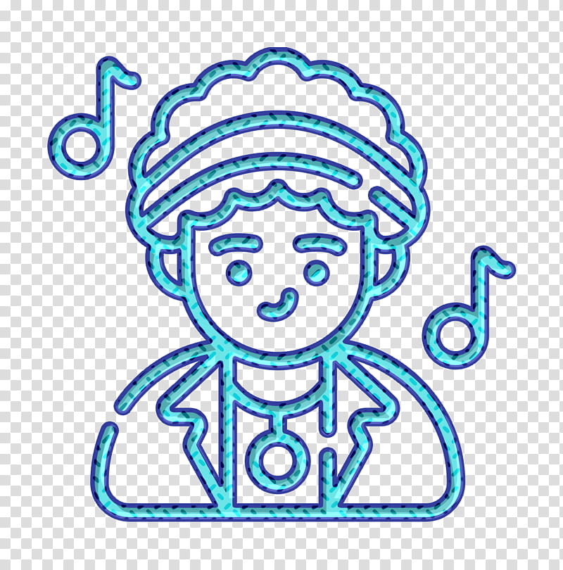 Disco icon Urban tribe icon Urban Tribes icon, Line Art, Blue, Head, Turquoise, Sticker, Coloring Book, Happy transparent background PNG clipart