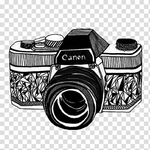 Vintage s, white and black Canon camera illustration transparent background PNG clipart