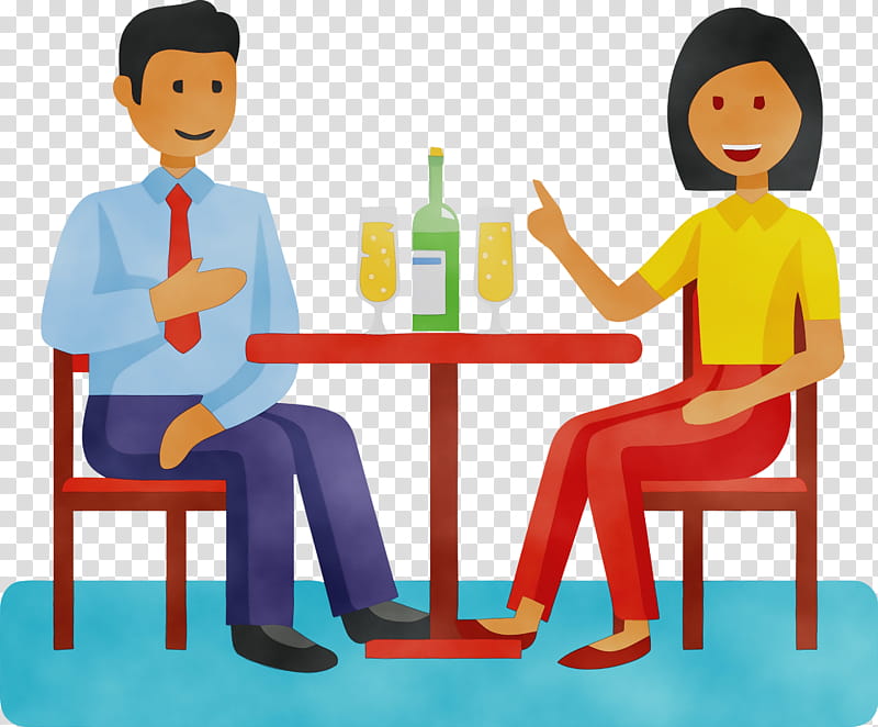 conversation sharing interaction sitting table, Couple, Lover, Watercolor, Paint, Wet Ink, Collaboration, Job transparent background PNG clipart