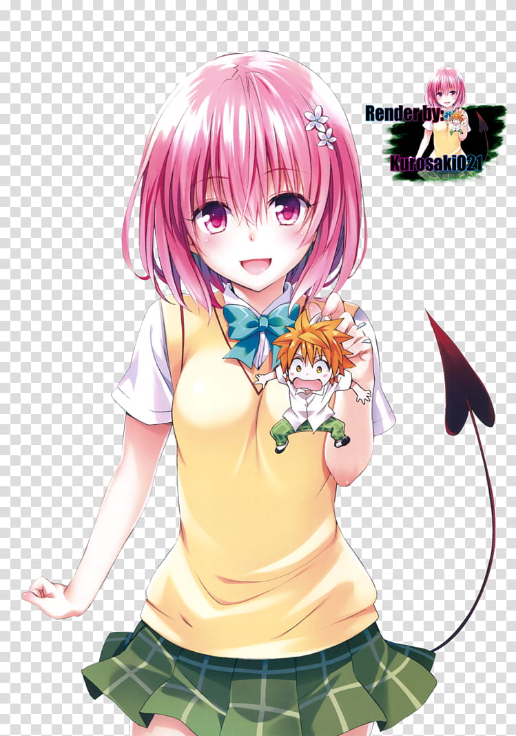 Momo Velia Deviluke, Render, pink haired female character transparent background PNG clipart