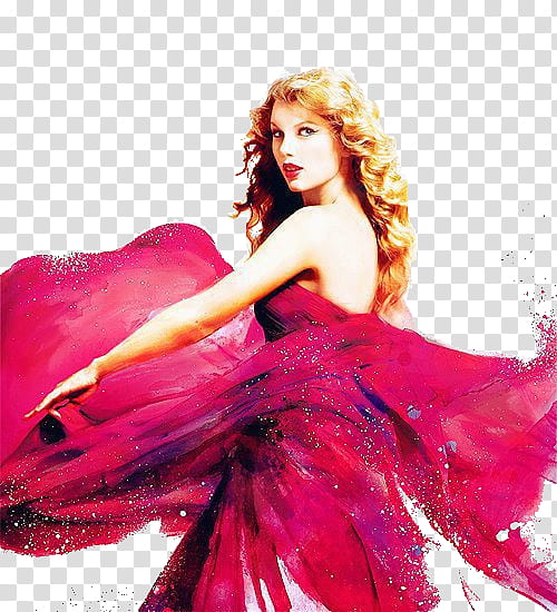 Taylor Swift Speak Now Cover Art, Taylor Swift holding her red dress transparent background PNG clipart