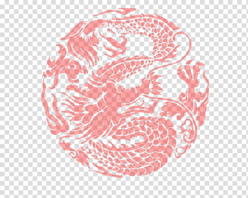 Chinese Dragon, China, Huabiao, Color, Grayscale, Papercutting, Red, Pink transparent background PNG clipart