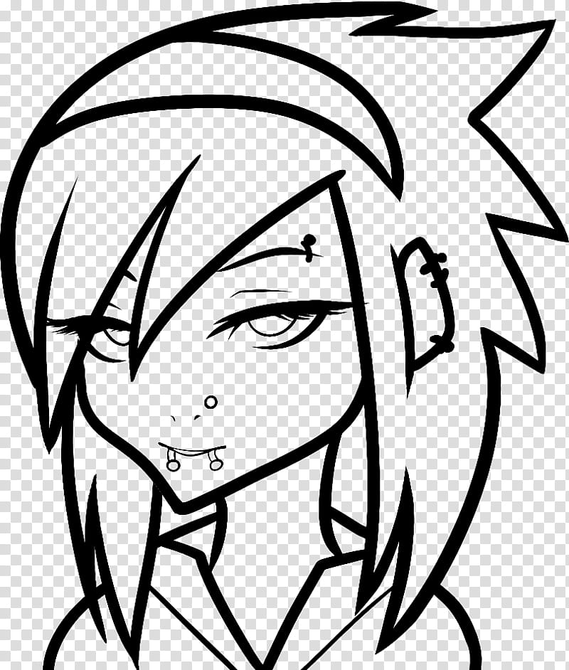 Emo Girl Lineart No background, woman character drawing transparent background PNG clipart