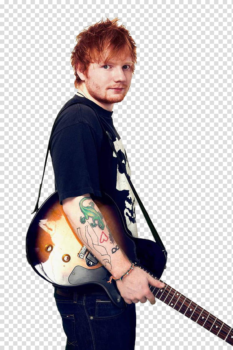 Ed Sheeran , standing Ed Sheeran while holding guitar transparent background PNG clipart