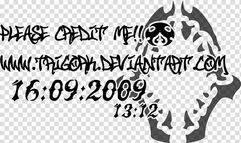 SKS TWEWY Brush and Font , please credit me text transparent background PNG clipart