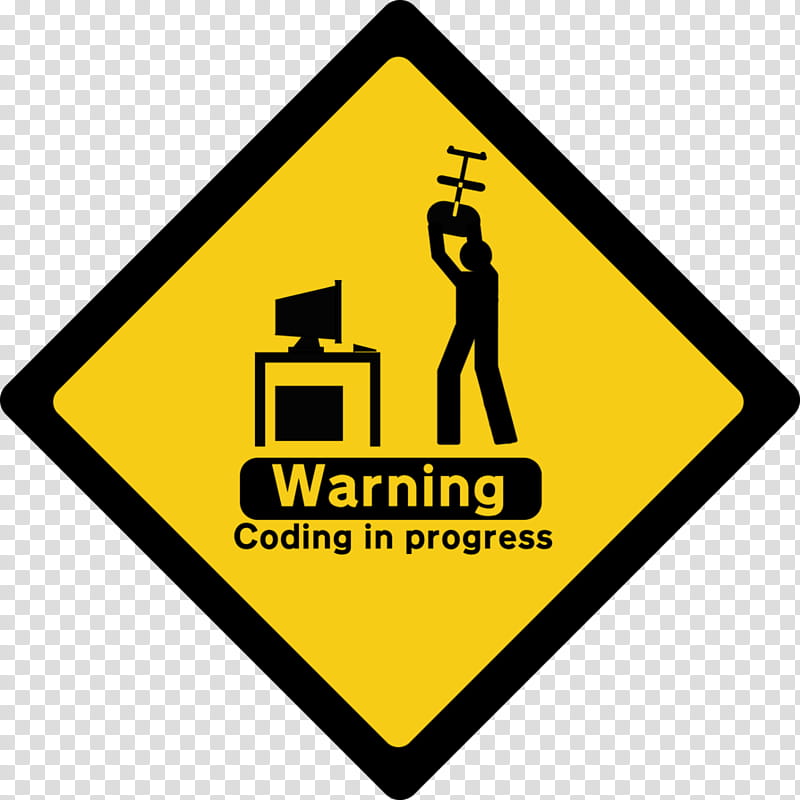 Coder at work, Warning Coding in Progress logo transparent background PNG clipart