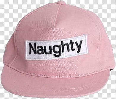 Aesthetic pink mega , pink flat-brimmed cap with white naughty embroidered patch transparent background PNG clipart