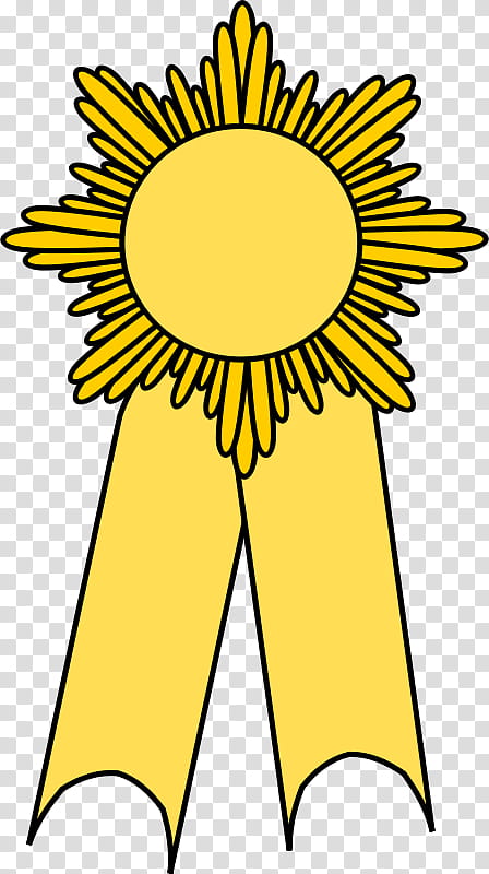 Cartoon Gold Medal, Award Or Decoration, Ribbon, Gold Award, Silver Award, Yellow, Sunflower, Line transparent background PNG clipart