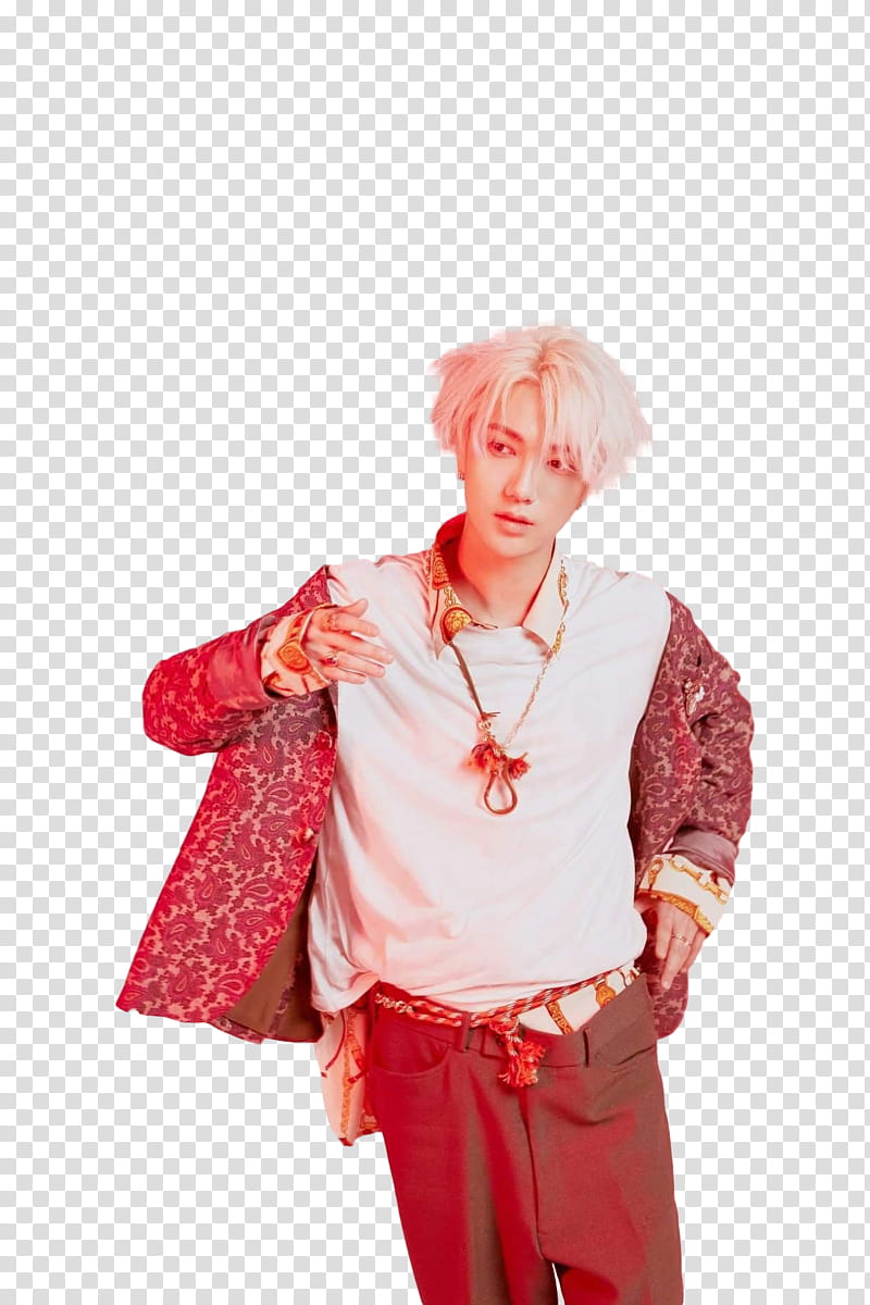 SUPER JUNIOR LO SIENTO  , man wearing white and red shirt transparent background PNG clipart