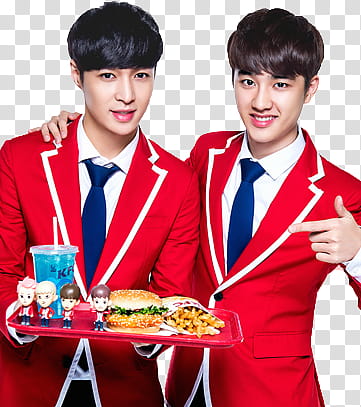 EXO KFC CHINA, two men band members transparent background PNG clipart