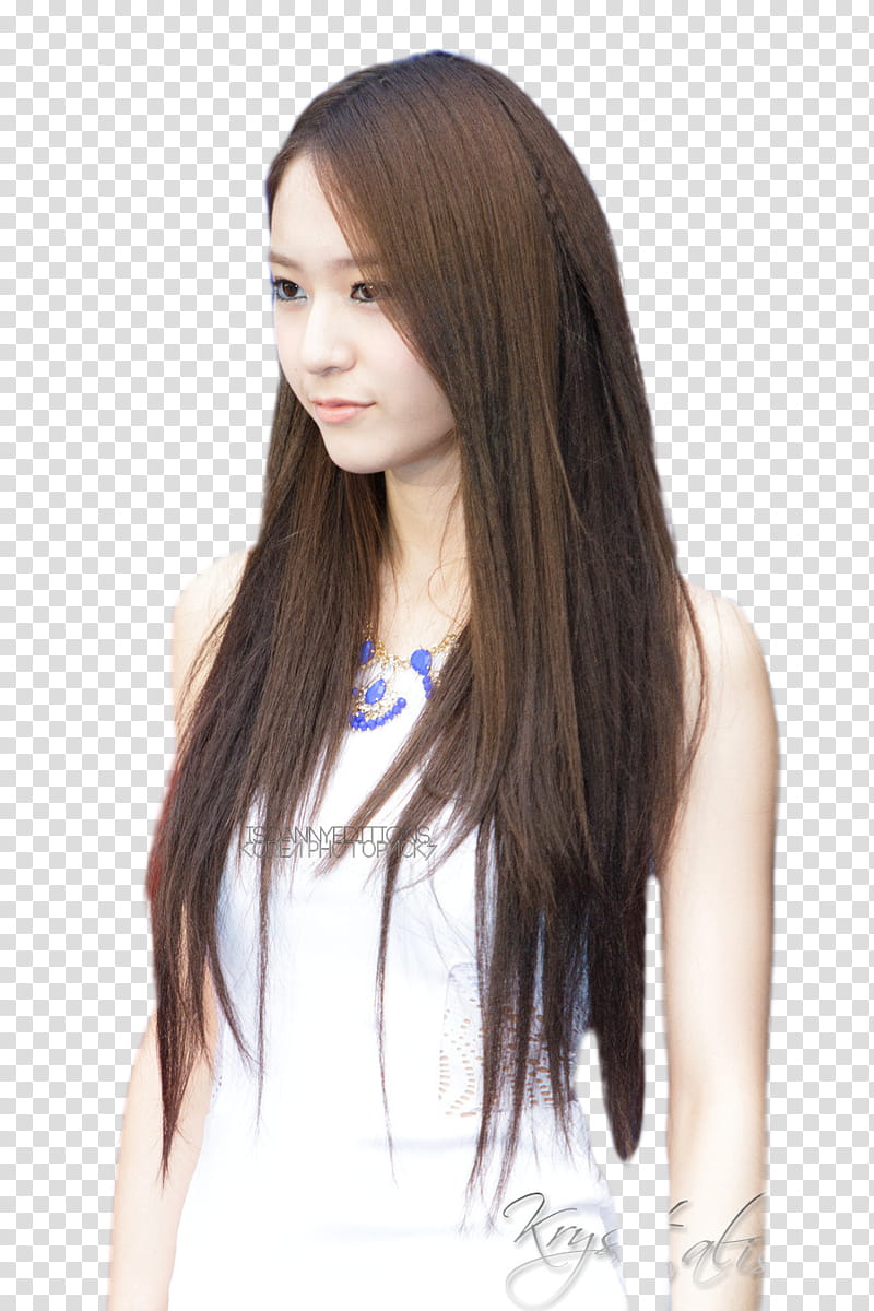 Krystal F x , F(x) Krystal Jung wearing white sleeveless top transparent background PNG clipart