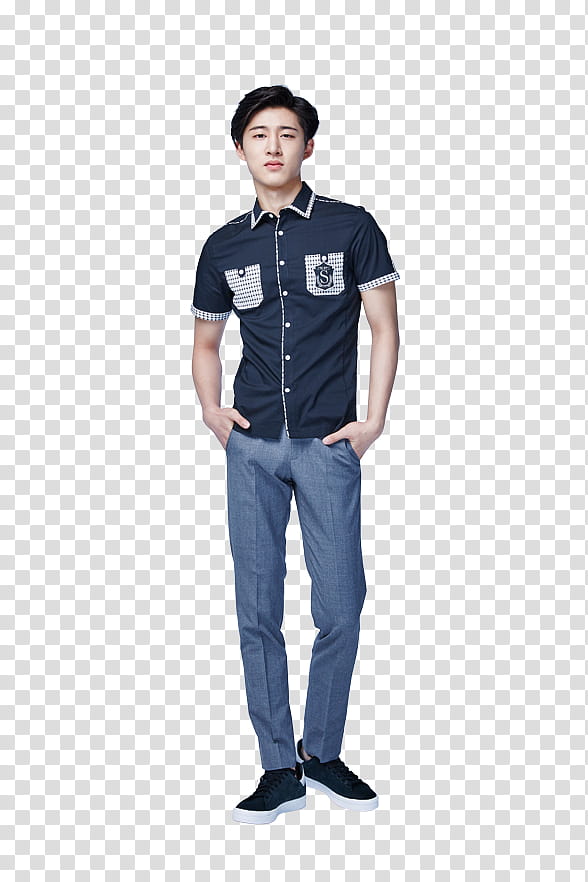 iKON Smart P, man in black dress shirt and blue pants transparent background PNG clipart