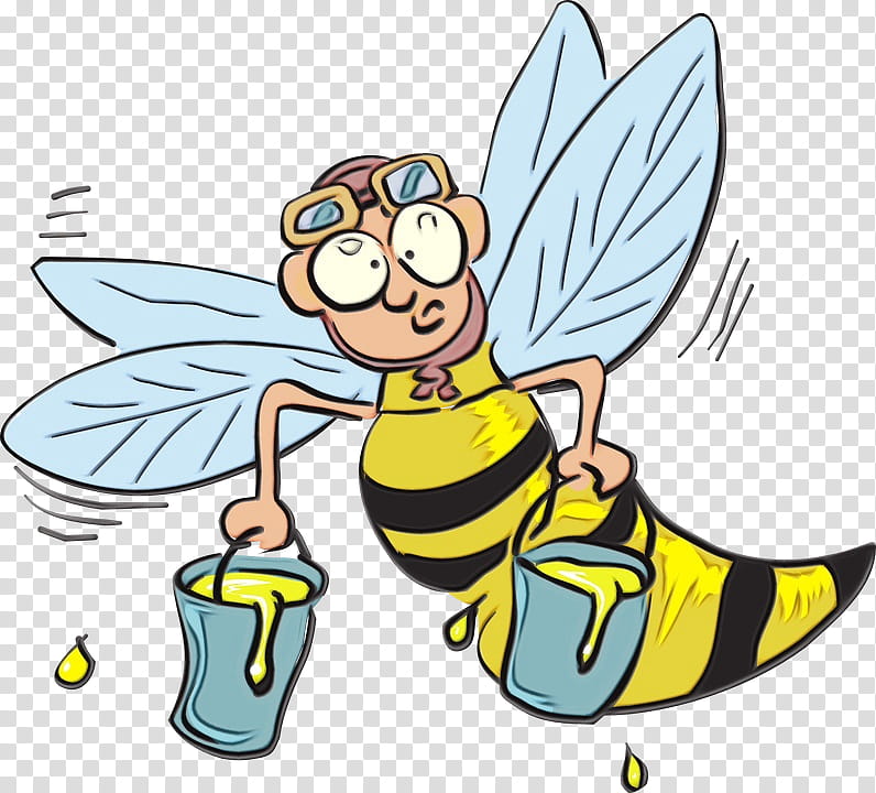 Bee, Watercolor, Paint, Wet Ink, Western Honey Bee, Hornet, Worker Bee, Bumblebee transparent background PNG clipart