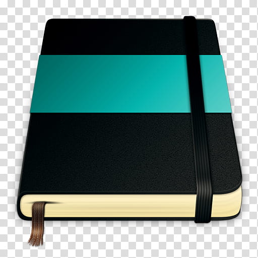 Moleskine Icons, moleskine_turquoise_, black and blue planner icon transparent background PNG clipart