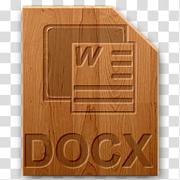 Wood icons for file types, docx, brown Docx transparent background PNG clipart