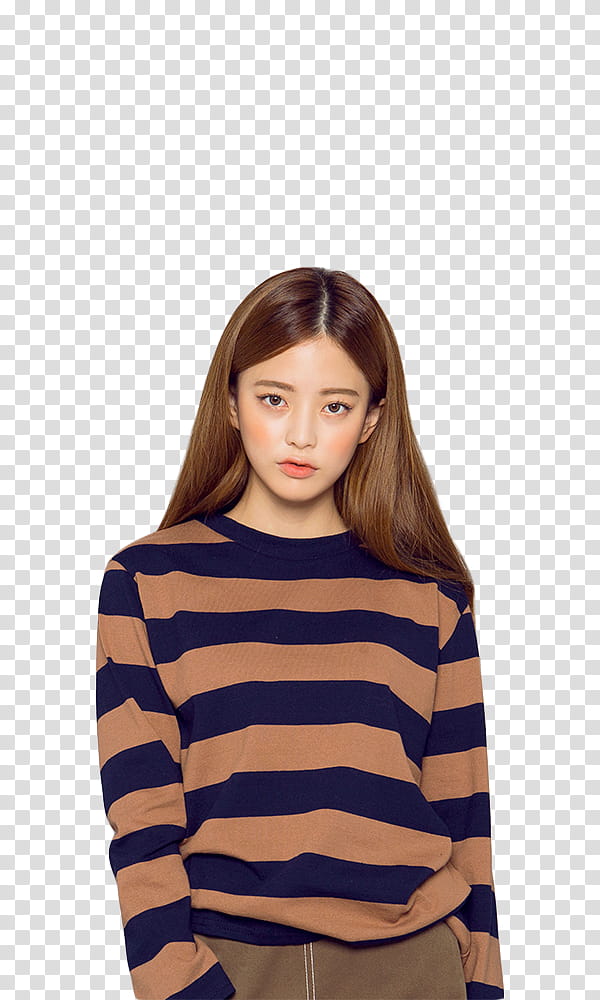 Model Lim Bora, woman in blue and brown stripe sweater transparent background PNG clipart