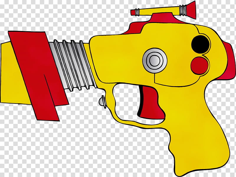 gun yellow water gun, Watercolor, Paint, Wet Ink, Cartoon, Firearm, Line, Trigger transparent background PNG clipart