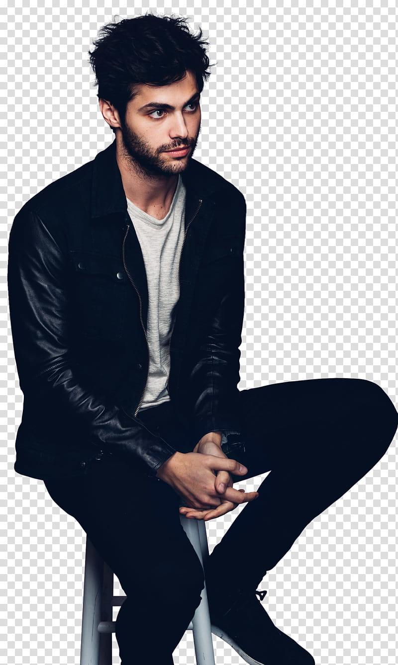 Matthew Daddario, man sitting on stool transparent background PNG clipart