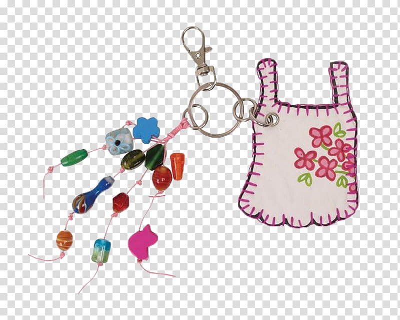 pink floral bib keychain transparent background PNG clipart