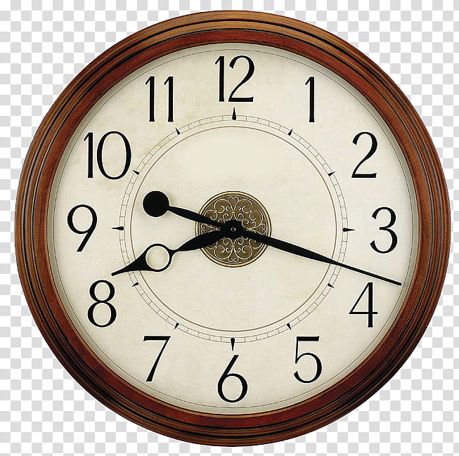 Clock Face, round brown framed analog clock at : transparent background PNG clipart