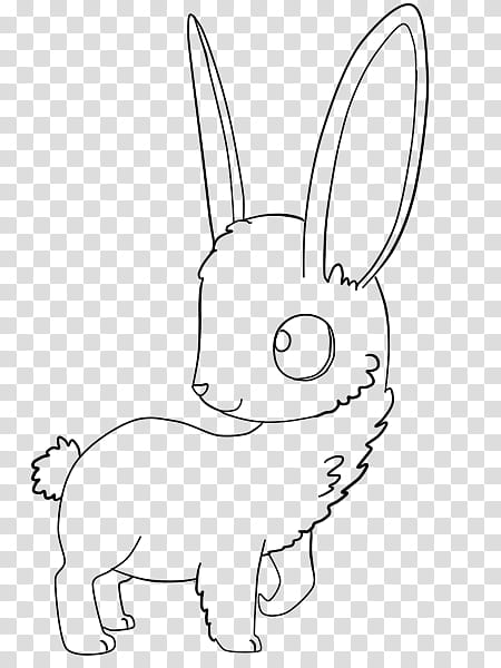 Free bunny rabbit Adoptable lineart, black and white flower sketch transparent background PNG clipart