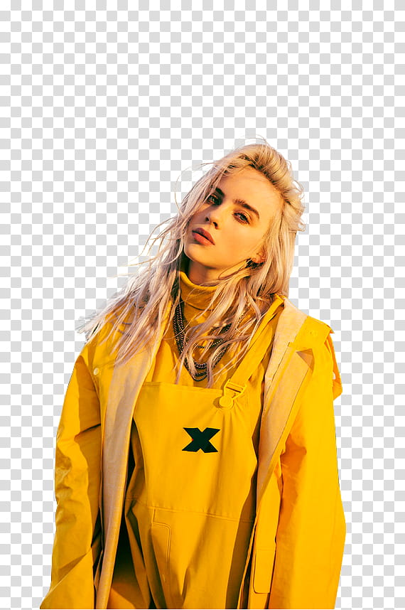 Billie Eilish Woman Wearing Yellow Jacket Transparent Background Png Clipart Hiclipart
