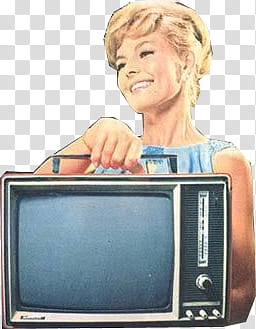 RETRO, woman holding TV illustration transparent background PNG clipart