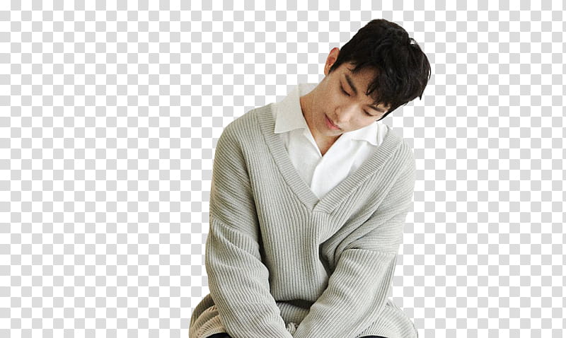 SEVENTEEN ALONE AL , gray V-neck sweater transparent background PNG clipart