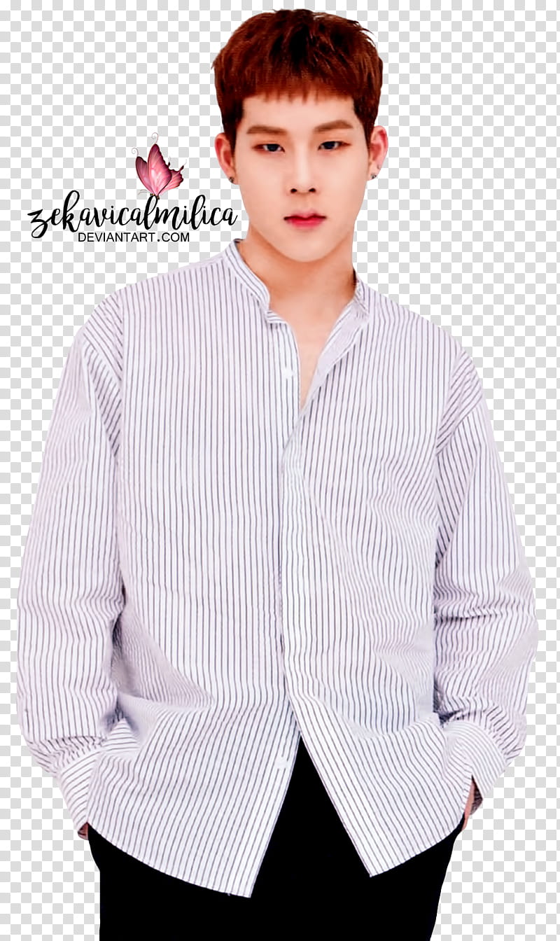 Monsta X Jooheon Fanclub book, man wearing white button-up shirt transparent background PNG clipart