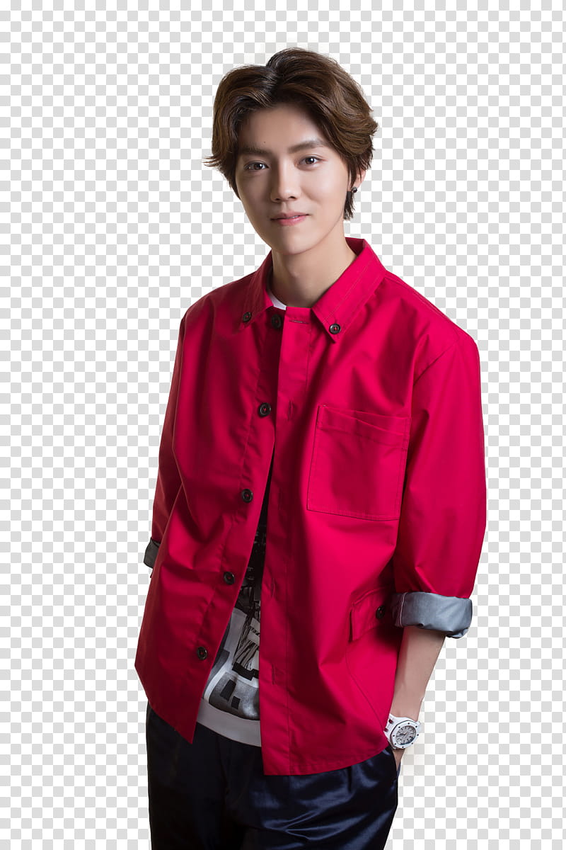 Luhan Exo Lu Han In Red Dress Shirt Transparent Background Png Clipart Hiclipart - luhan exo roblox