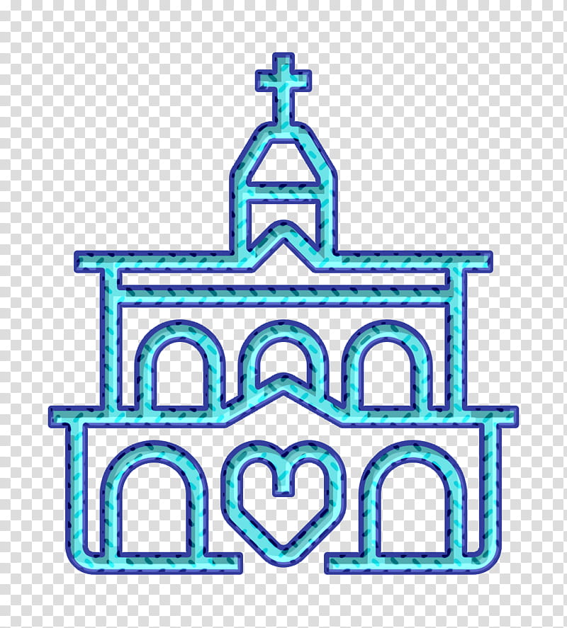 Wedding icon Church icon, Blue, Turquoise, Line, Architecture, Logo transparent background PNG clipart