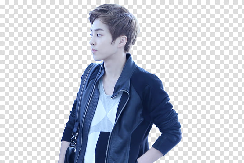 Airport ft EXO Xiumin, man wearing black zip-up jacket transparent background PNG clipart