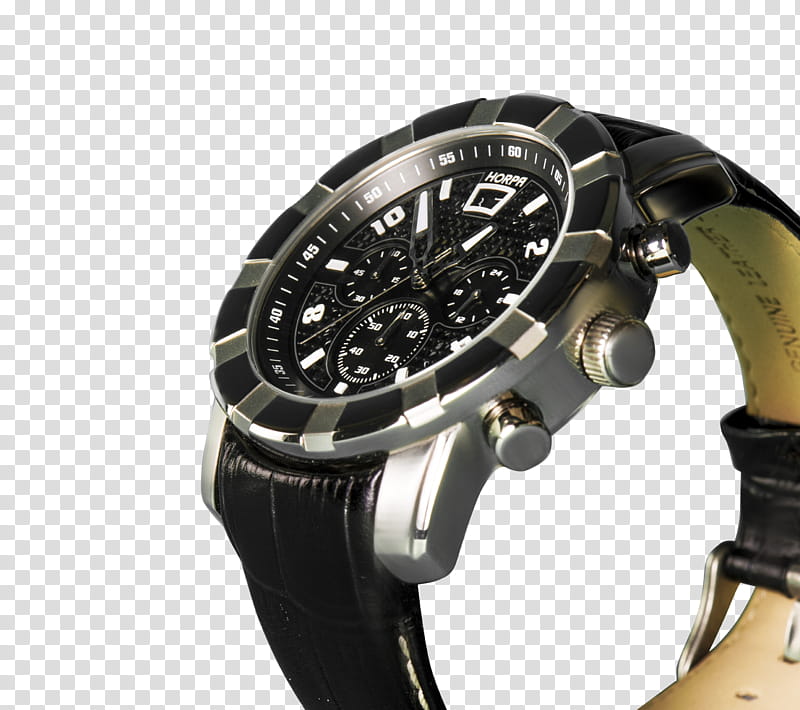 Black watch , round black chronograph watch transparent background PNG clipart