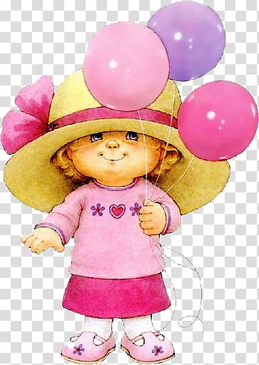 girl wearing pink shirt holding  balloons illustration transparent background PNG clipart