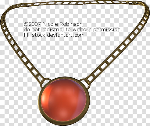 gold-colored link necklace with round red gemstone pendant transparent background PNG clipart