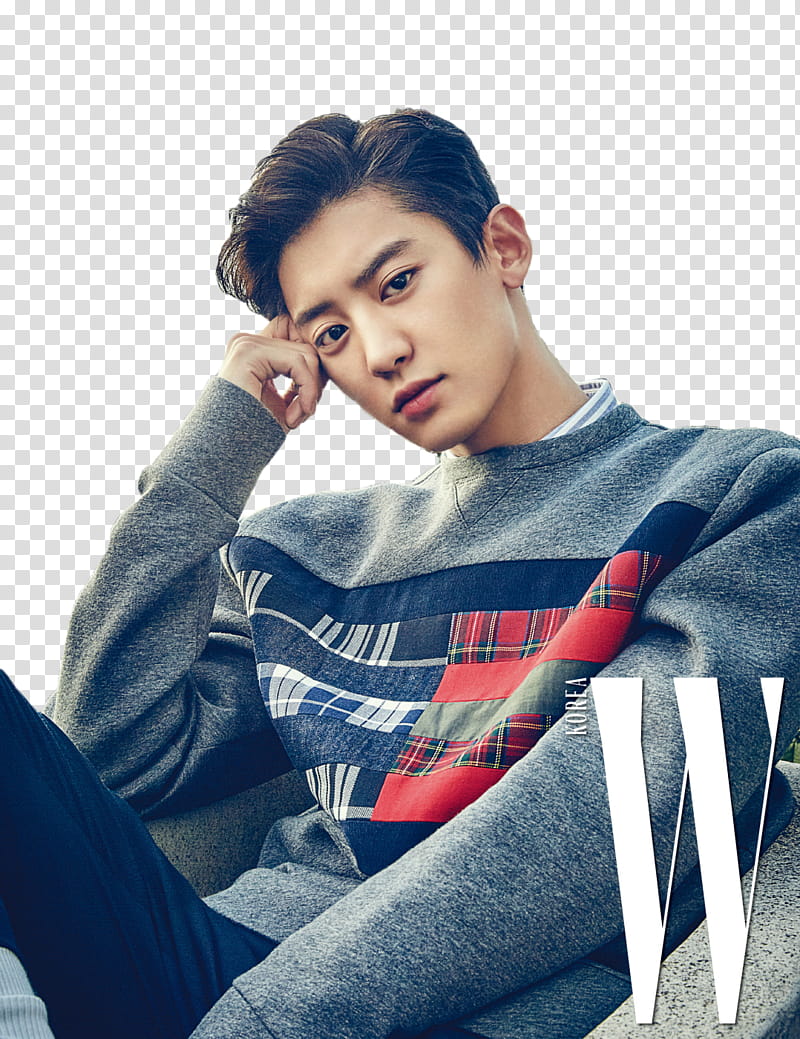 CHANYEOL EXO S, Winner member wearing gray top transparent background PNG clipart