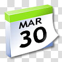 WinXP ICal, white and green March  calendar art transparent background PNG clipart