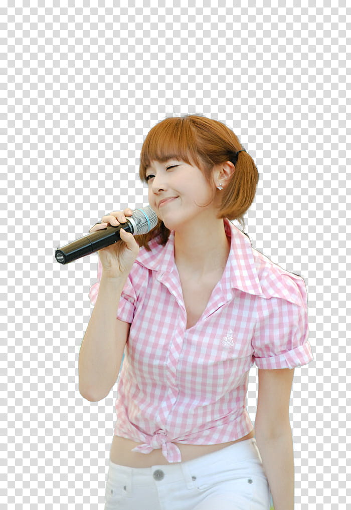 SNSD GEE LIVE  RENDER, woman holding microphone and smiling transparent background PNG clipart