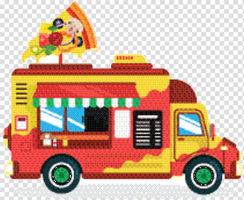 Pizza Car, French Fries, Pizza, Food Truck, Fast Food, Model Car, Vehicle, Fire Apparatus transparent background PNG clipart
