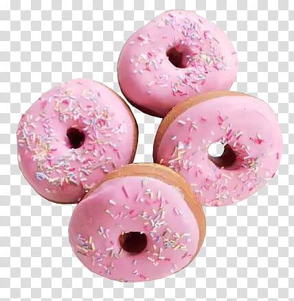 Pink, four doughnuts with sprinkles transparent background PNG clipart