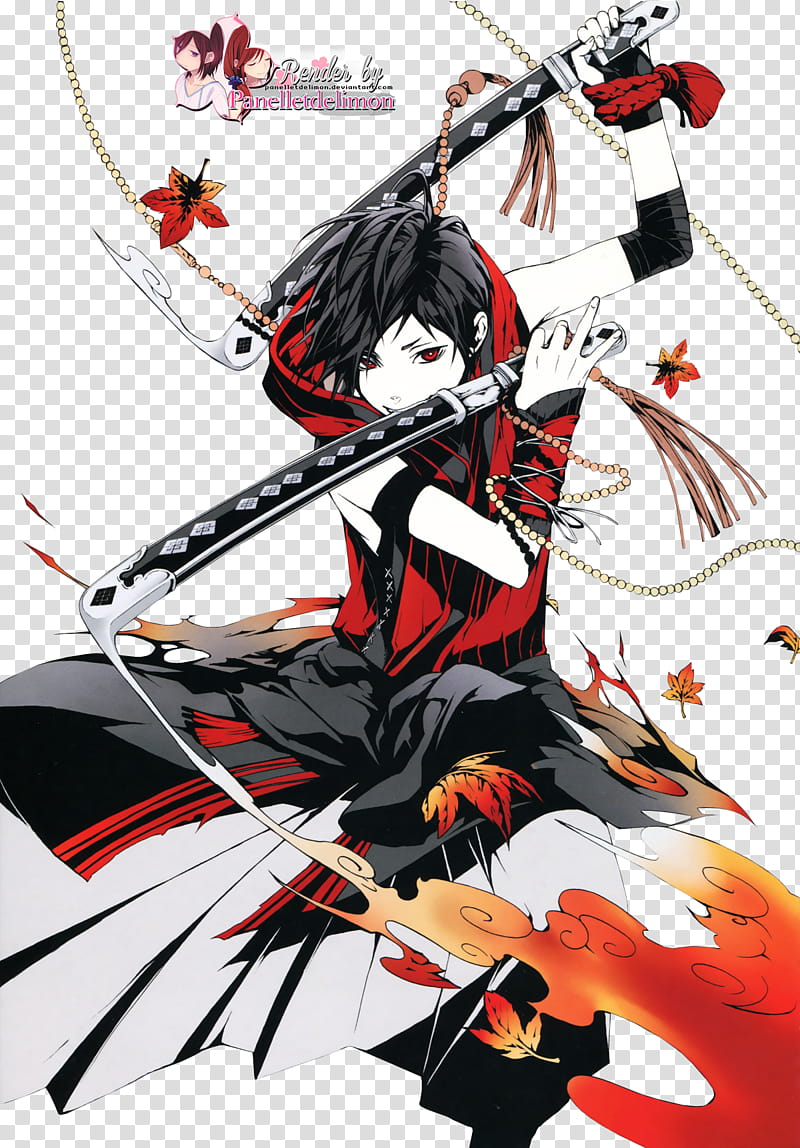 Render Donten ni warau Soramaru, male anime character holding two swords illustration transparent background PNG clipart