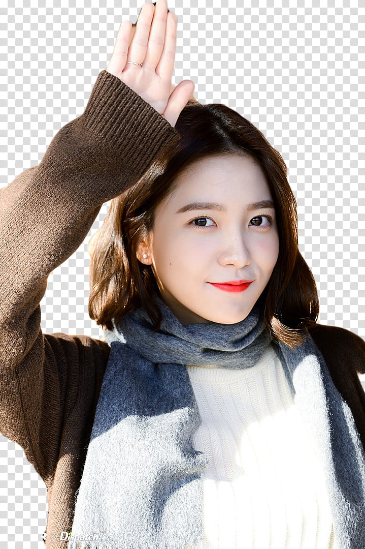 YERI RED VELVET, woman wearing gray scarf and brown sweater transparent background PNG clipart