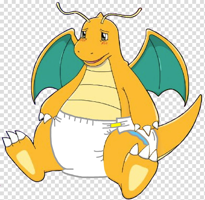 Dragonite wearing diapers transparent background PNG clipart