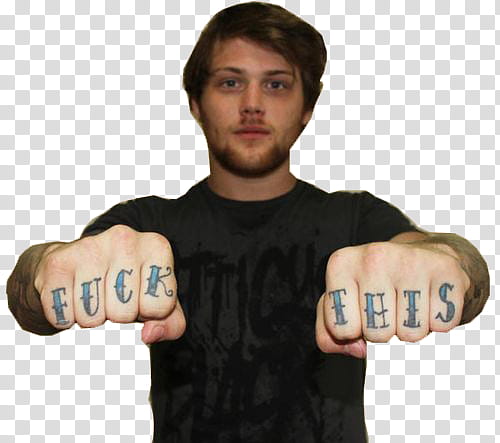 s, man showing his fists with fuck this tattoo transparent background PNG clipart