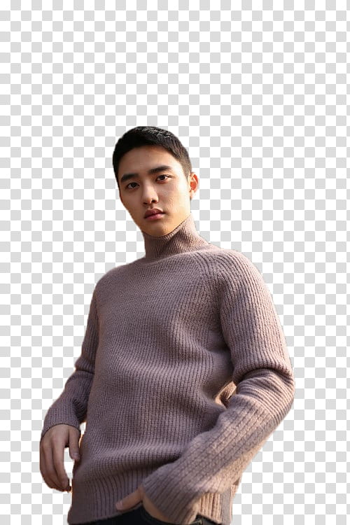 D O EXO S, man wearing gray sweater transparent background PNG clipart