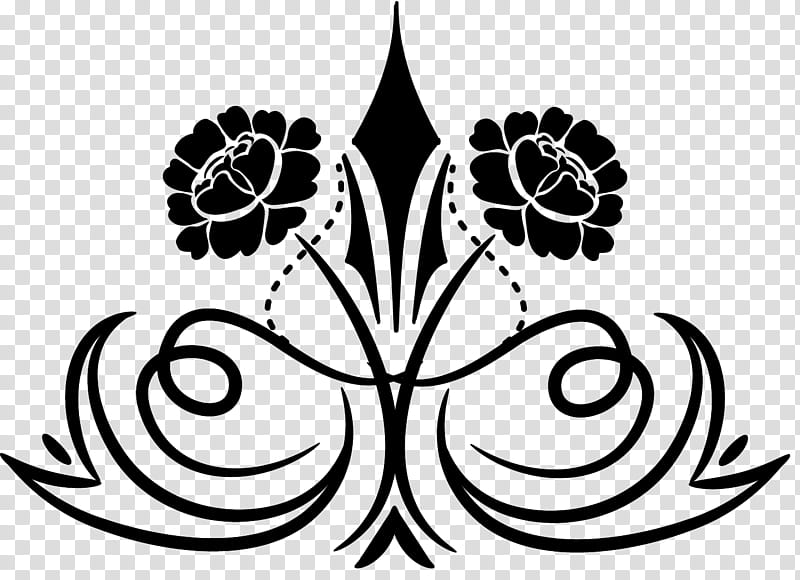 black floral transparent background PNG clipart