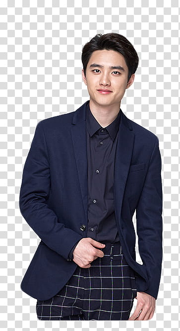 EXO, man in blue suit jacket transparent background PNG clipart