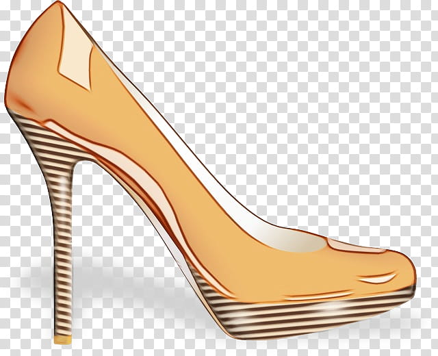 high heels footwear basic pump yellow shoe, Watercolor, Paint, Wet Ink, Court Shoe, Beige, Bridal Shoe, Sandal transparent background PNG clipart