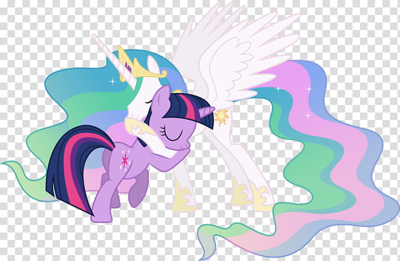 Princess Celestia and Twilight Sparkle Hugging (), My Little Pony characters illustration transparent background PNG clipart